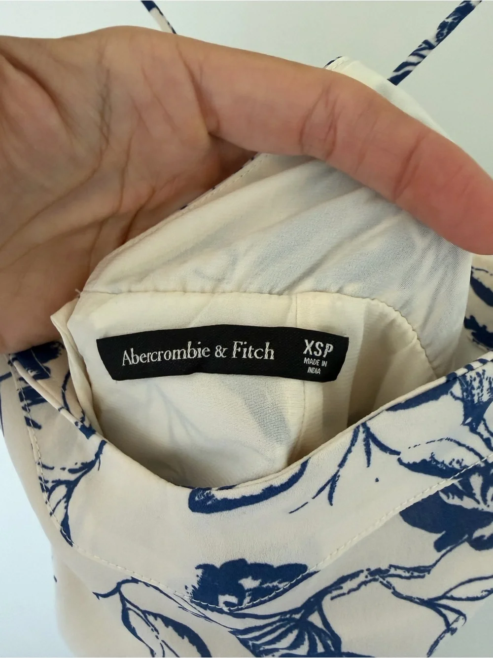 Abercrombie & Fitch Cream Maxi Slip Dress with Navy Floral Print